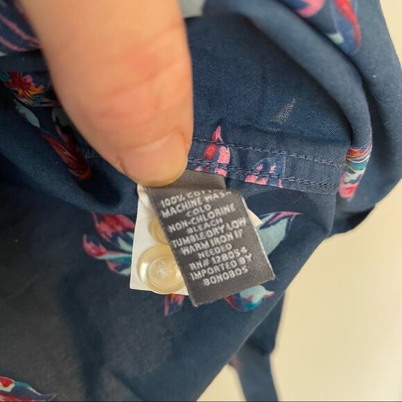 Bonobos Teal Blue Tropical Floral Long Sleeve Button Down Shirt XL - Picture 6 of 6